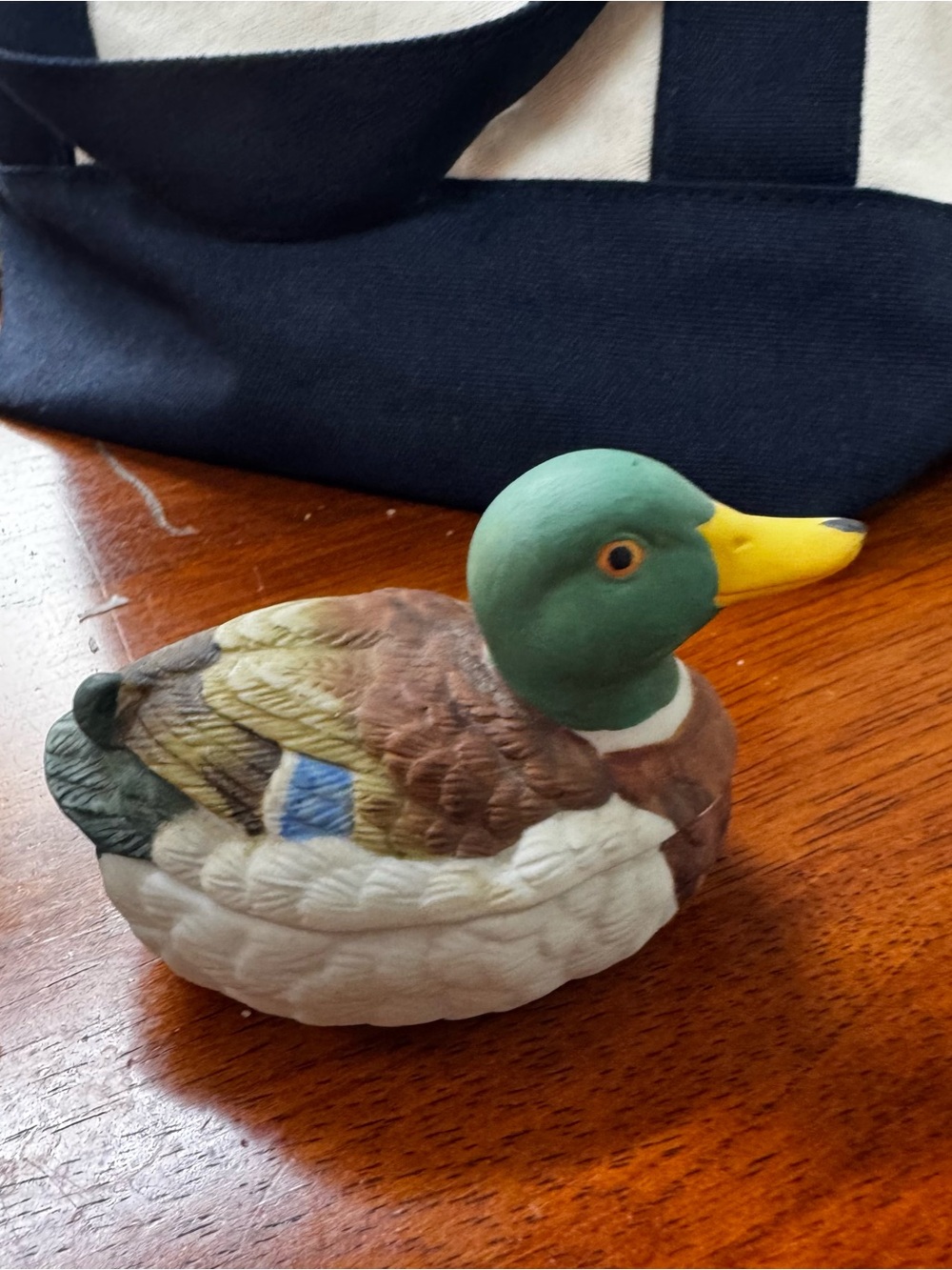 Vintage Hand Painted Mallard Duck ANGELINE ORIGINALS Trinket Box Japan